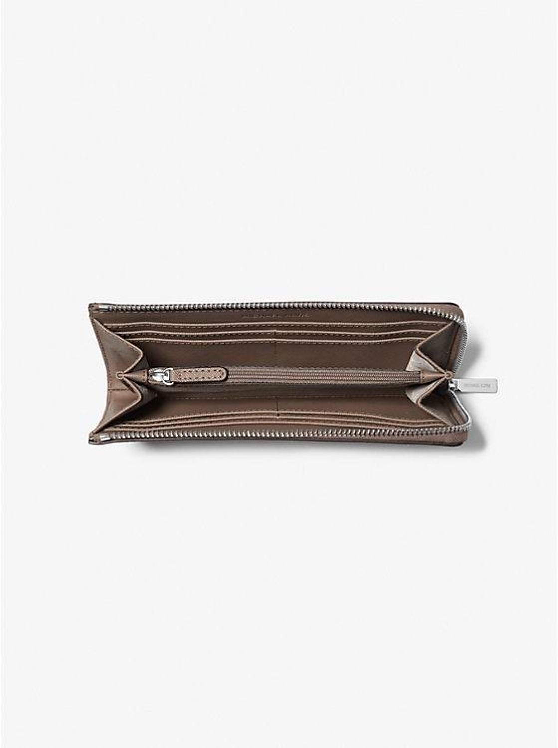 Jet Set Travel Large Saffiano Leather Quarter-Zip Wallet