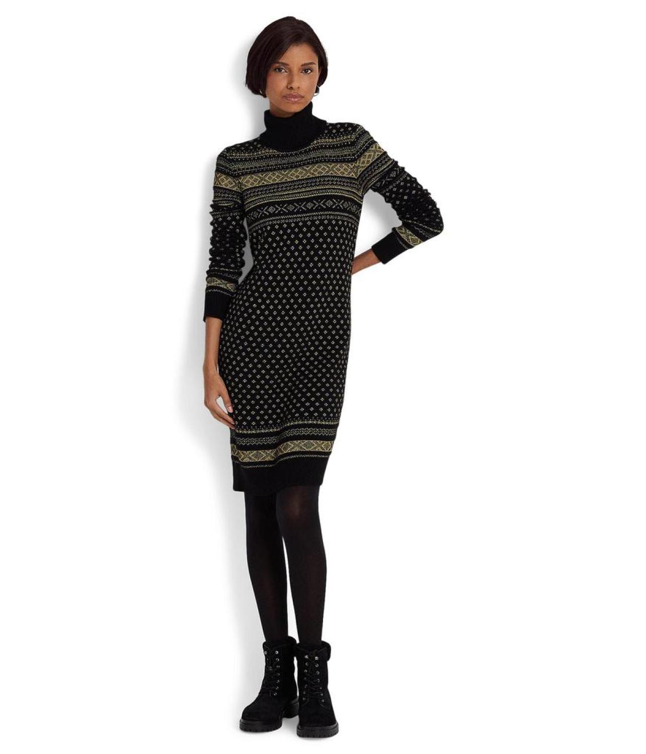 Petite Fair Isle Turtleneck Sweaterdress