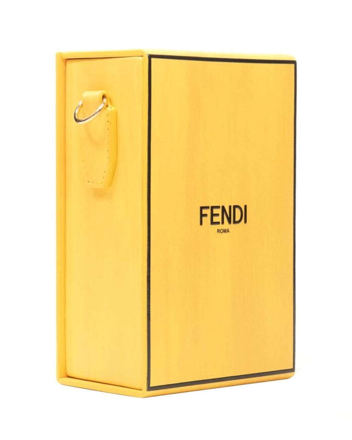 FENDI Vertical Box signature yellow black crossbody structured bag