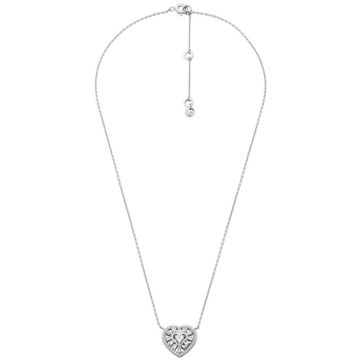 Sterling Silver or 14k Rose Gold-plated Sterling Silver Tapered Baguette Heart Pendant Necklace