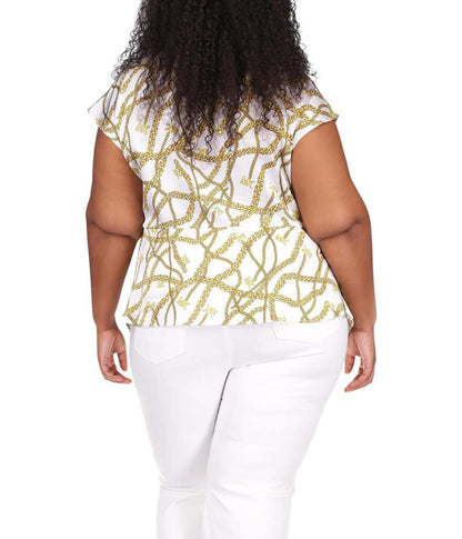 Plus Size Logo Chain Short Sleeve Ring Top