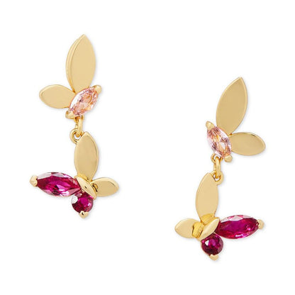 Gold-Tone Multicolor Cubic Zirconia Butterfly Drop Earrings