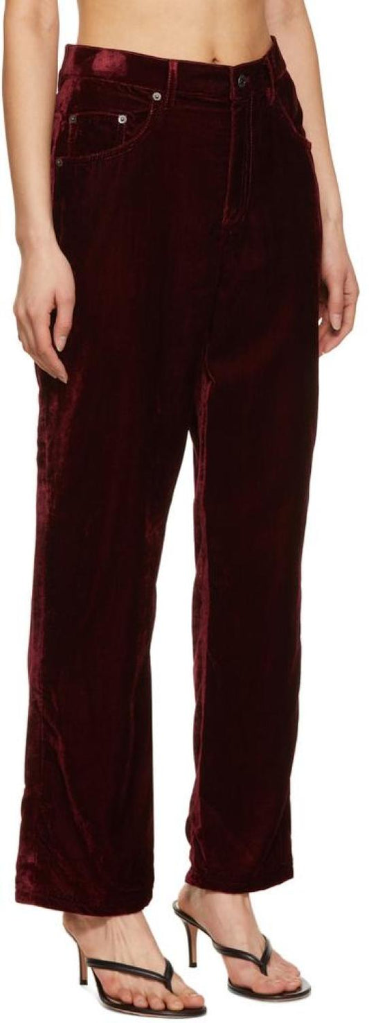 Red 'The Liquid Velvet' Trousers