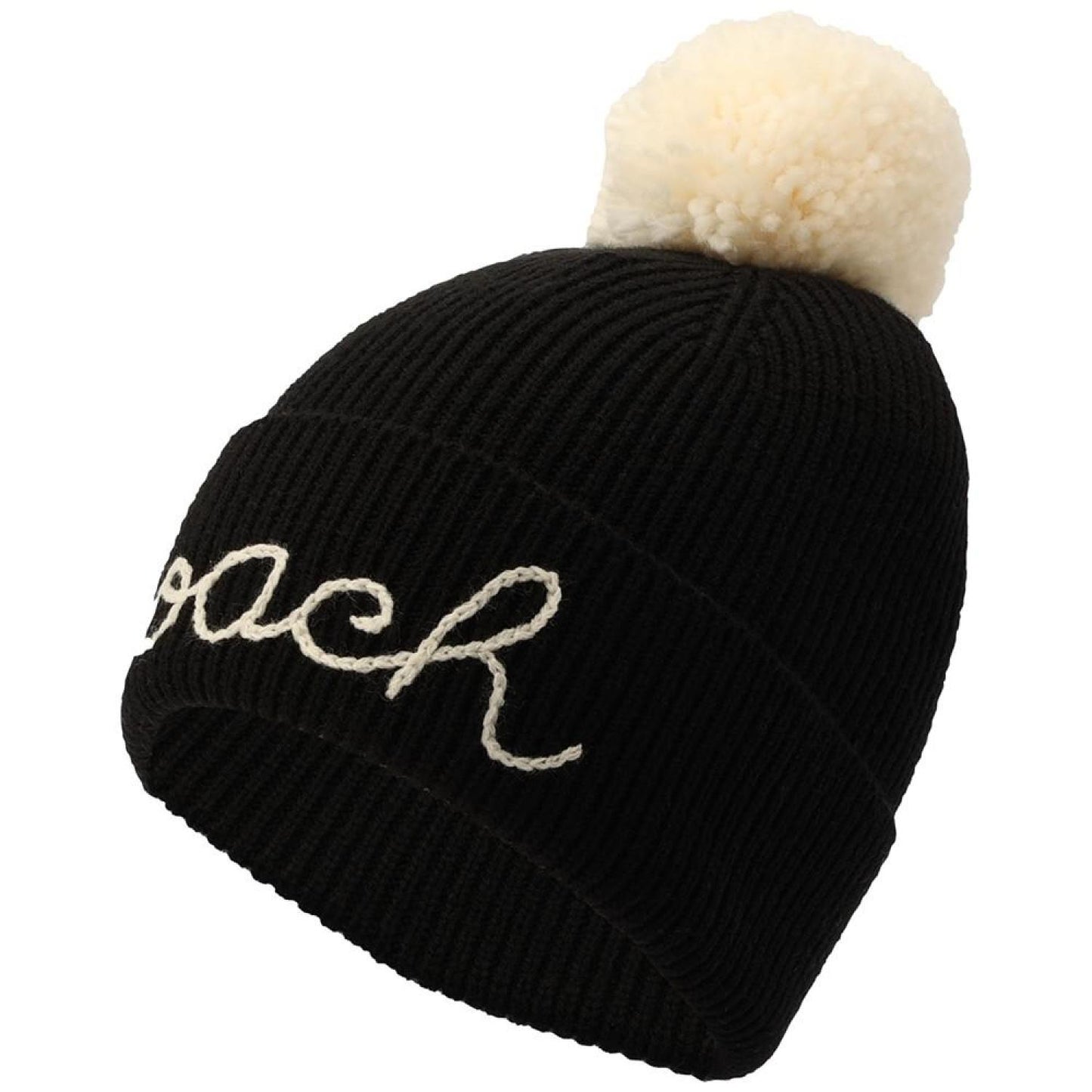 Women's Script Logo Pom Pom Beanie