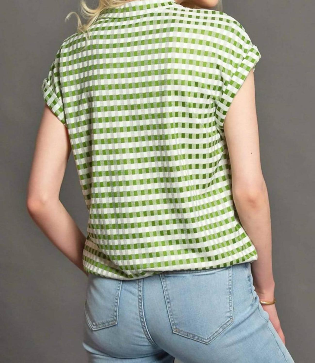 Nico Gingham Top In Green