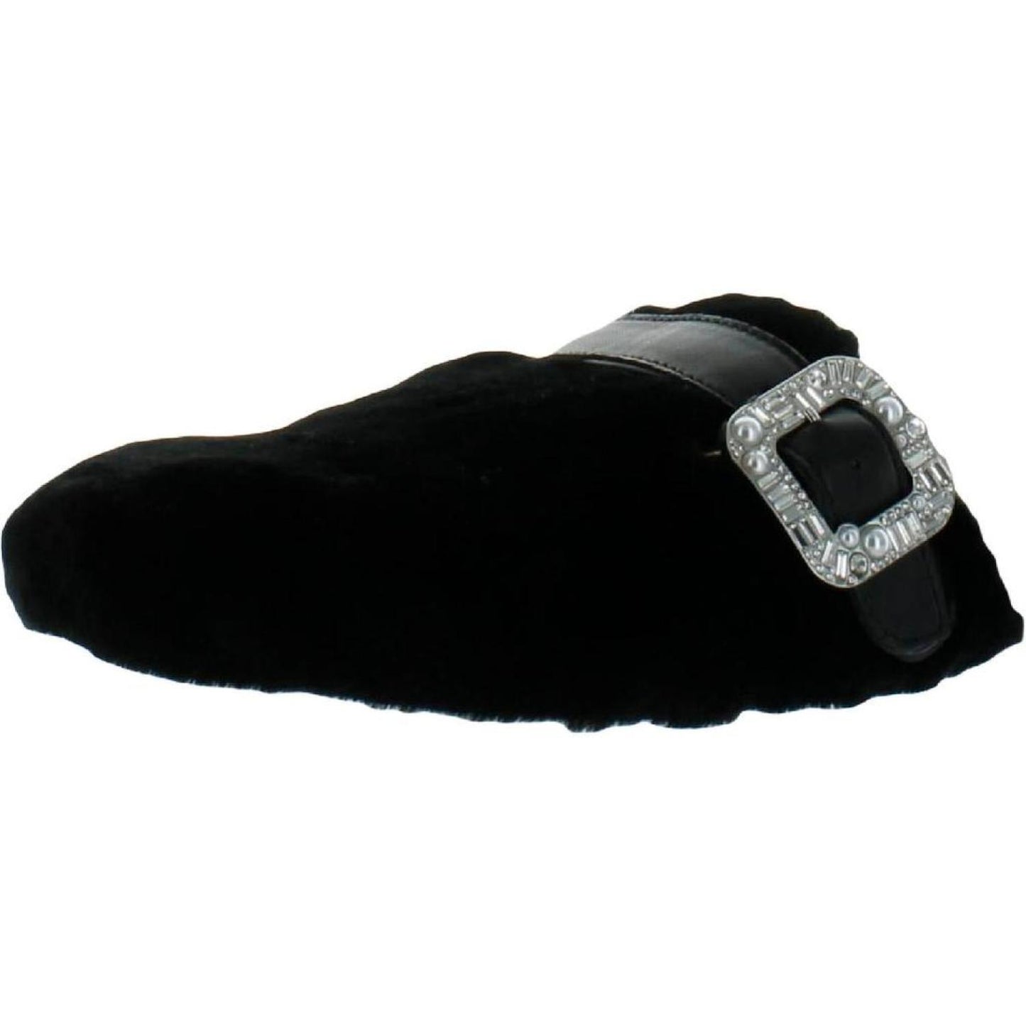 Cici Womens Faux Fur Buckle Slide Slippers