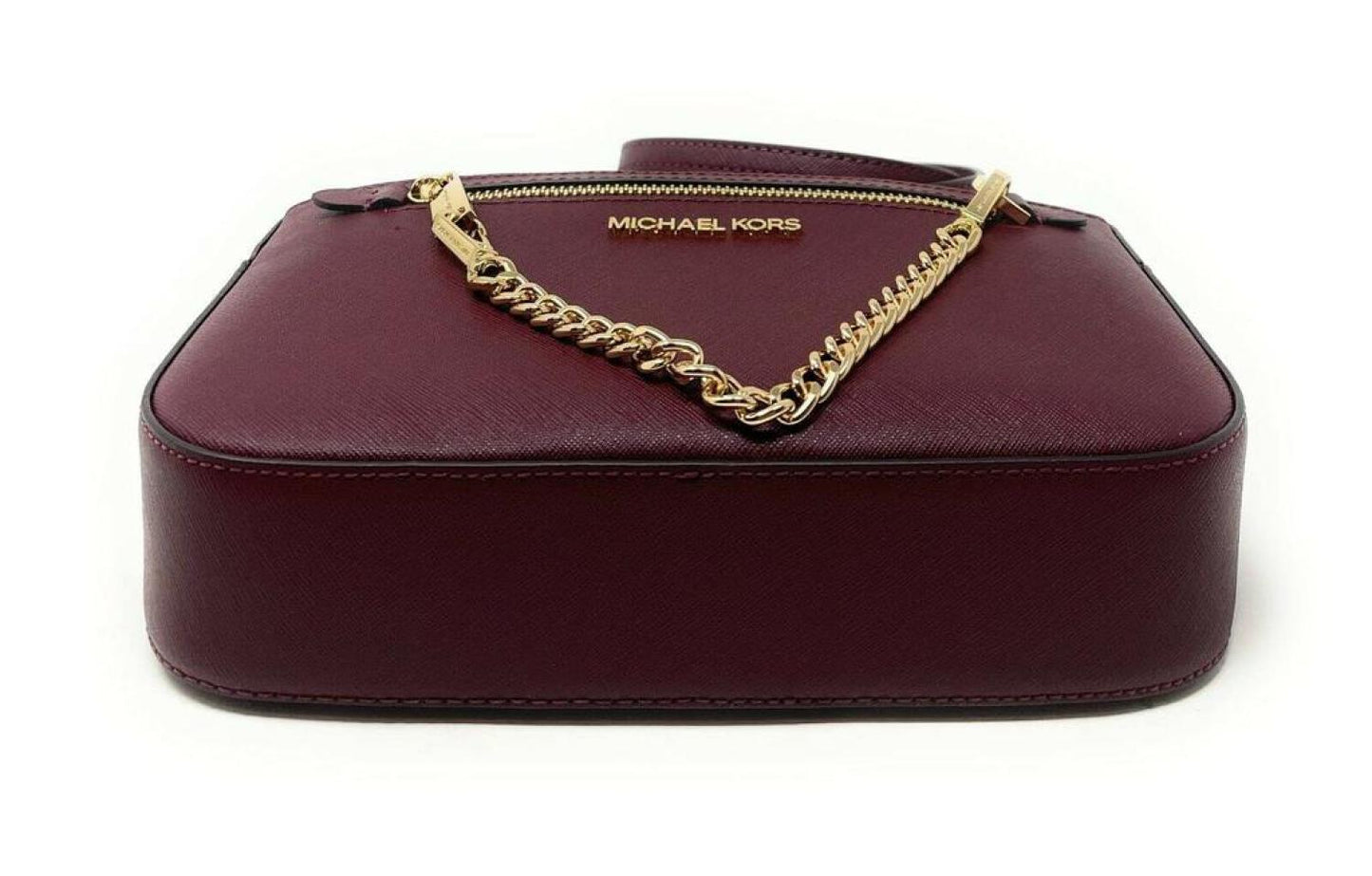 Michael Kors Jet Set East West Chain Merlot Saffiano Leather Crossbody Bag