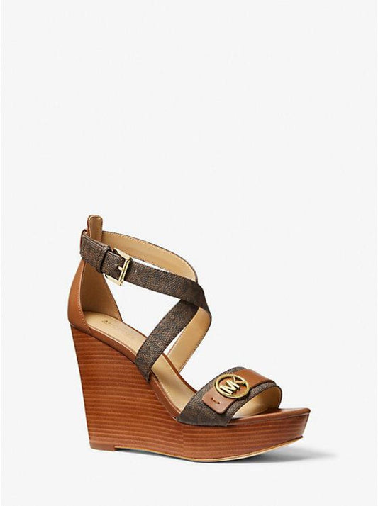 Carmen Logo and Faux Leather Wedge Sandal