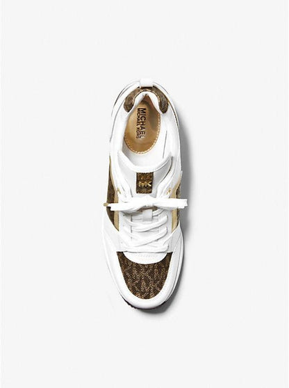 Georgie Metallic Logo and Leather Trainer