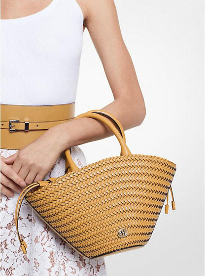 Audrey Woven Leather Market Bag