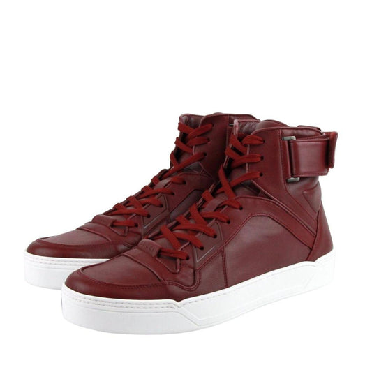 Gucci Men's High Top Strong  Leather Sneakers With Strap