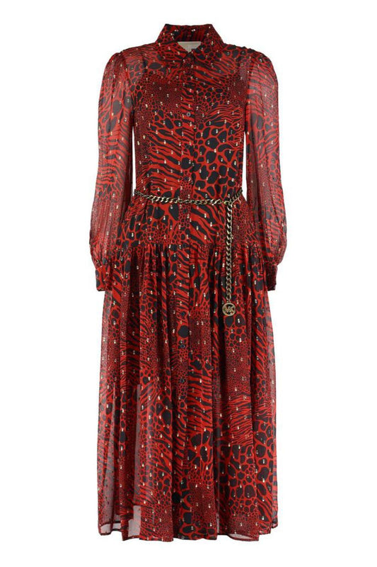 Michael Michael Kors Animal Printed Chained Midi Dress