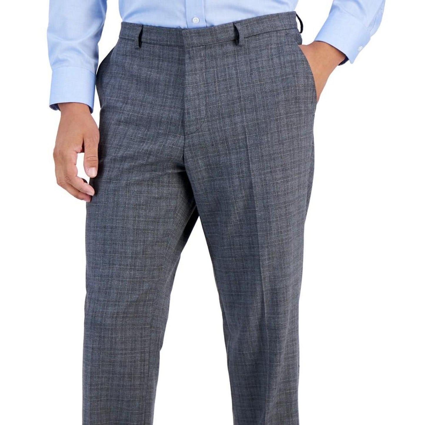 Men's Wool Blend Modern-Fit Check Suit Separate Pant