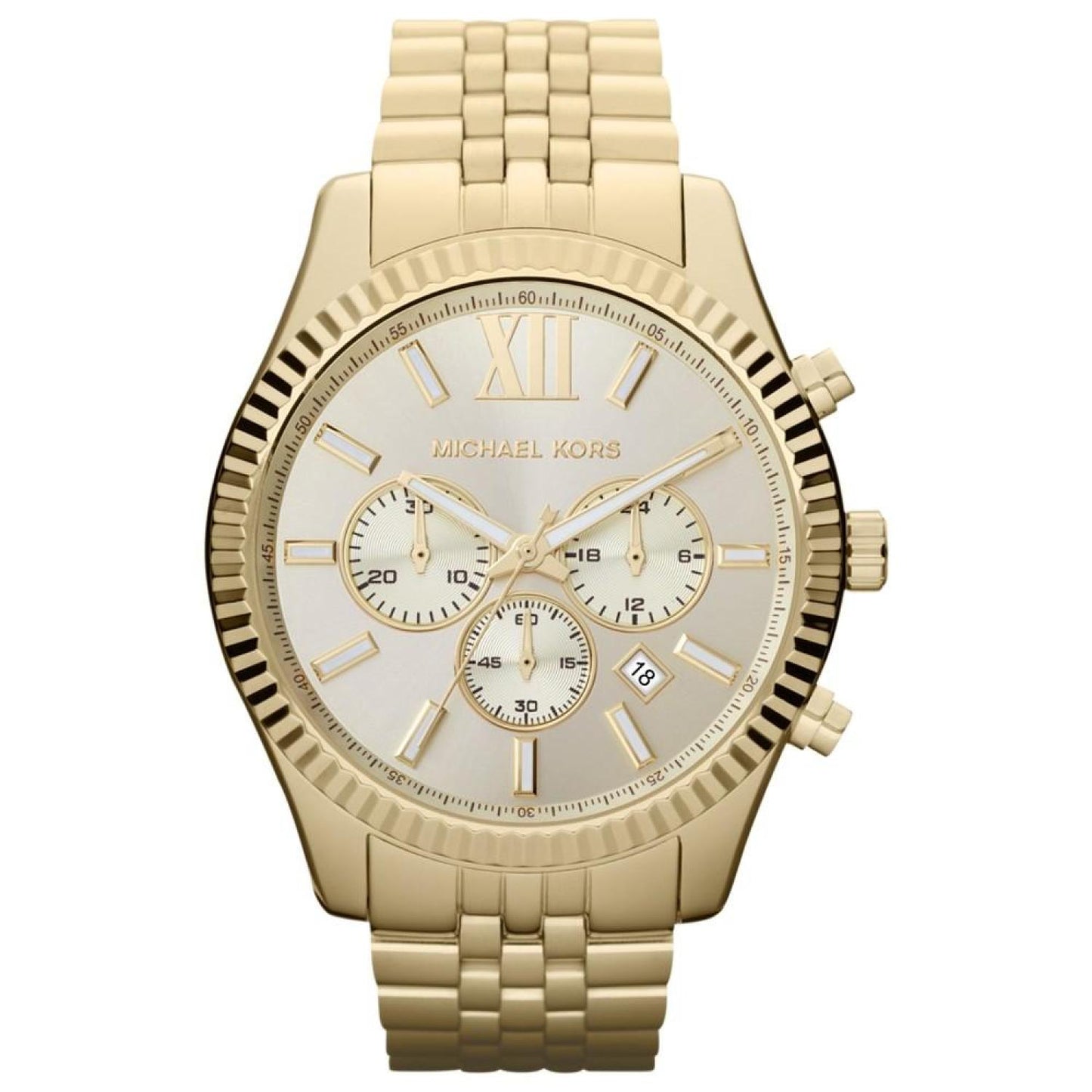 Men's Chronograph Lexington Gold-Tone Stainless Steel Bracelet Watch 45mm MK8281