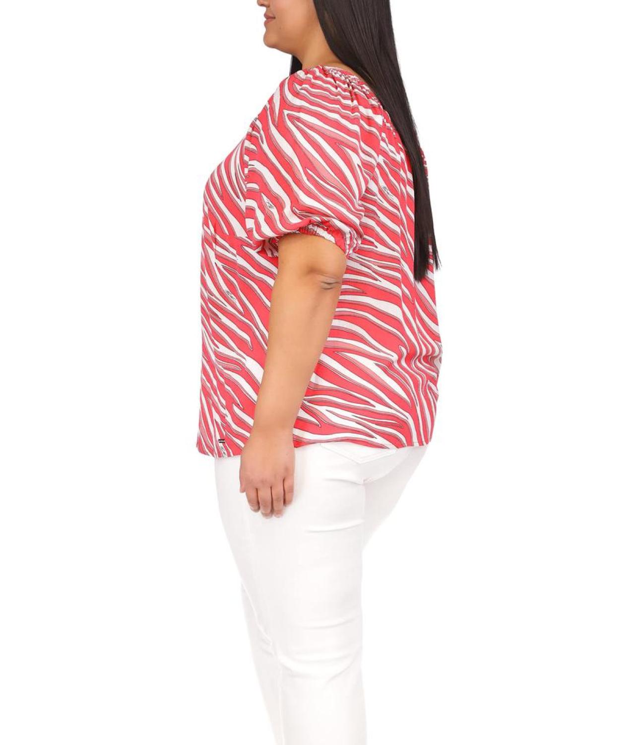 Plus Size Zebra Square Neck Top