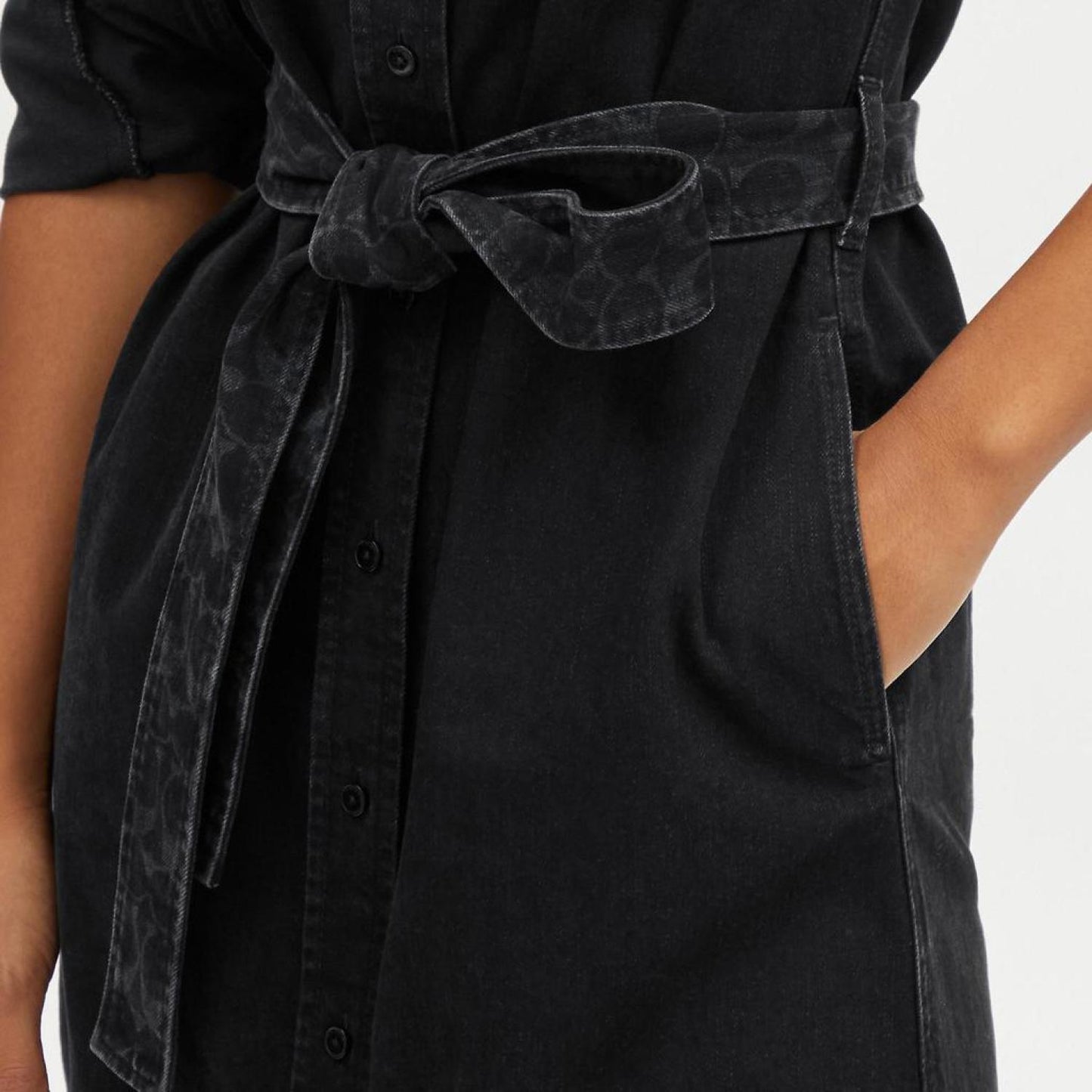 Coach Outlet Black Denim Button Up Dress