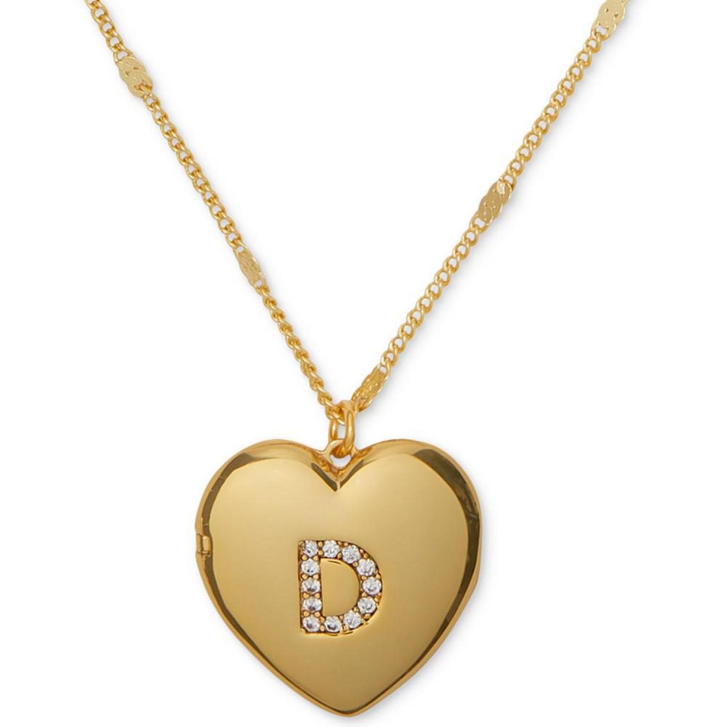 Gold-Tone Crystal A Locket Pendant Necklace, 16" + 3" extender