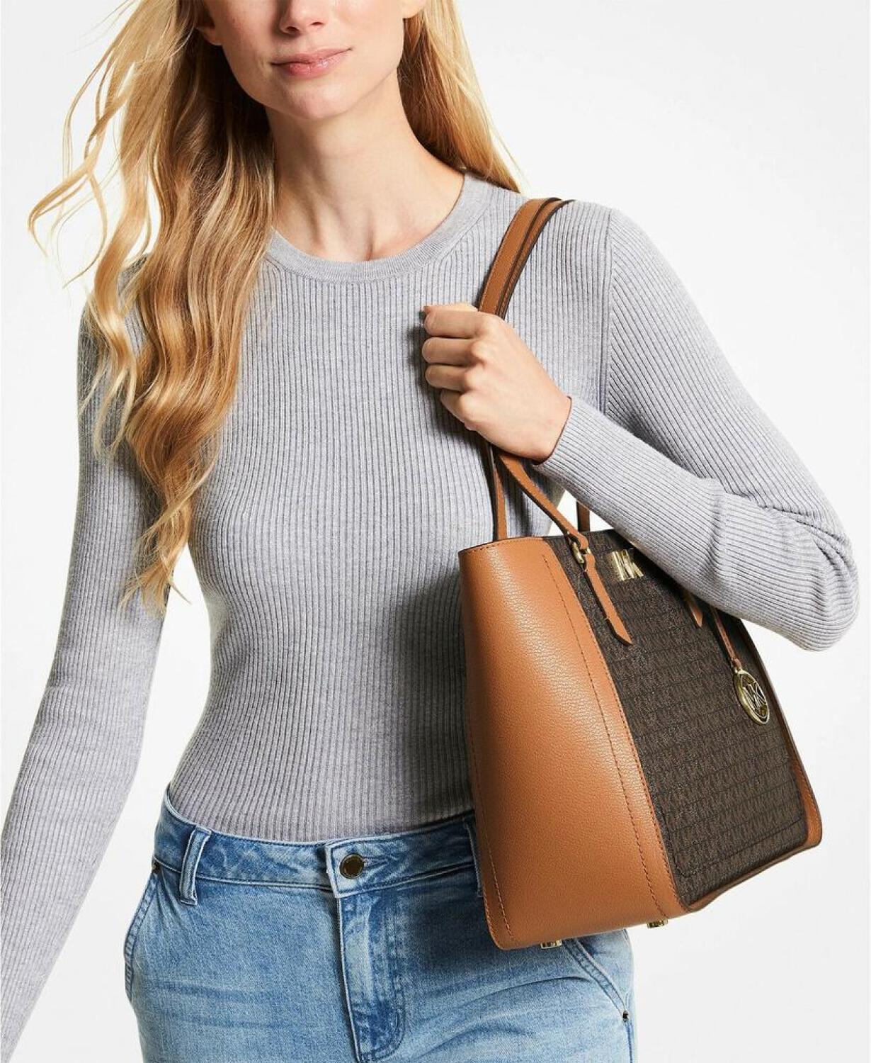 Michael Kors Sylvia Top Zip MK Acorn Signature Tote Bag