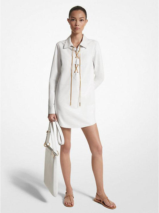 Plongé Leather Lace-Up Shirtdress