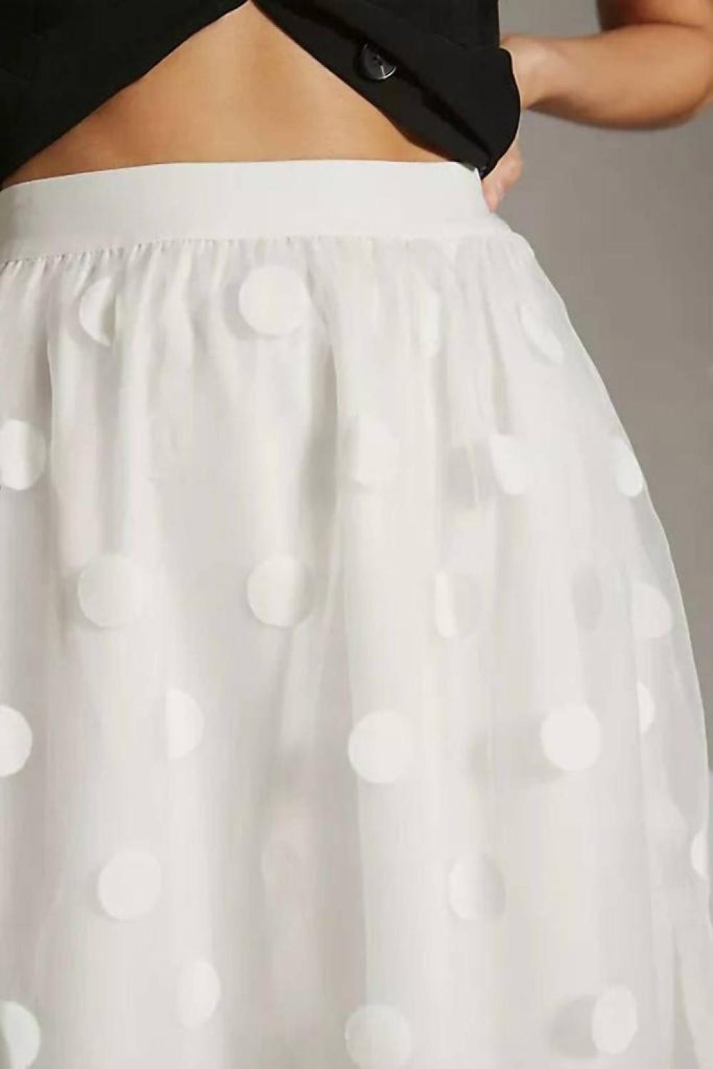 Tulle Midi Skirt in Snowflake Dot