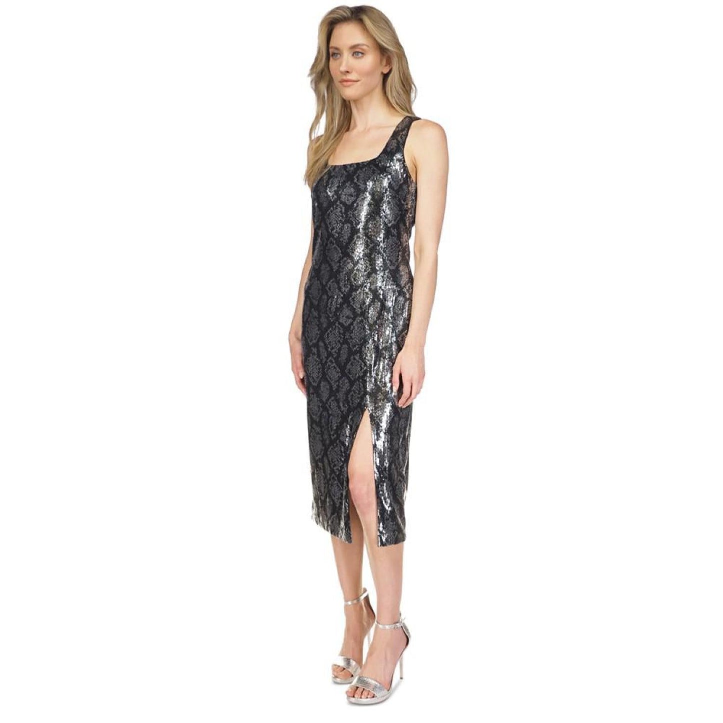 Women's Snake-Print Sequined Dress