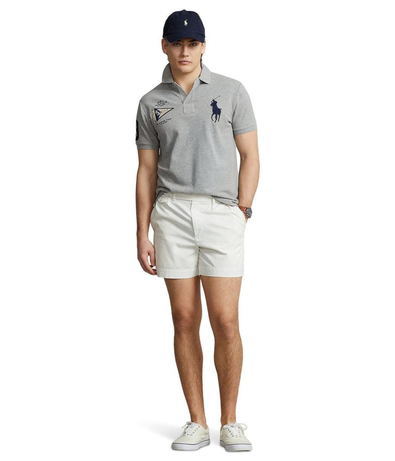 Khaki polo shorts with on sale horses