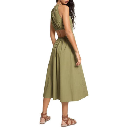 Womens Woven Cut-Out Fit & Flare Dress