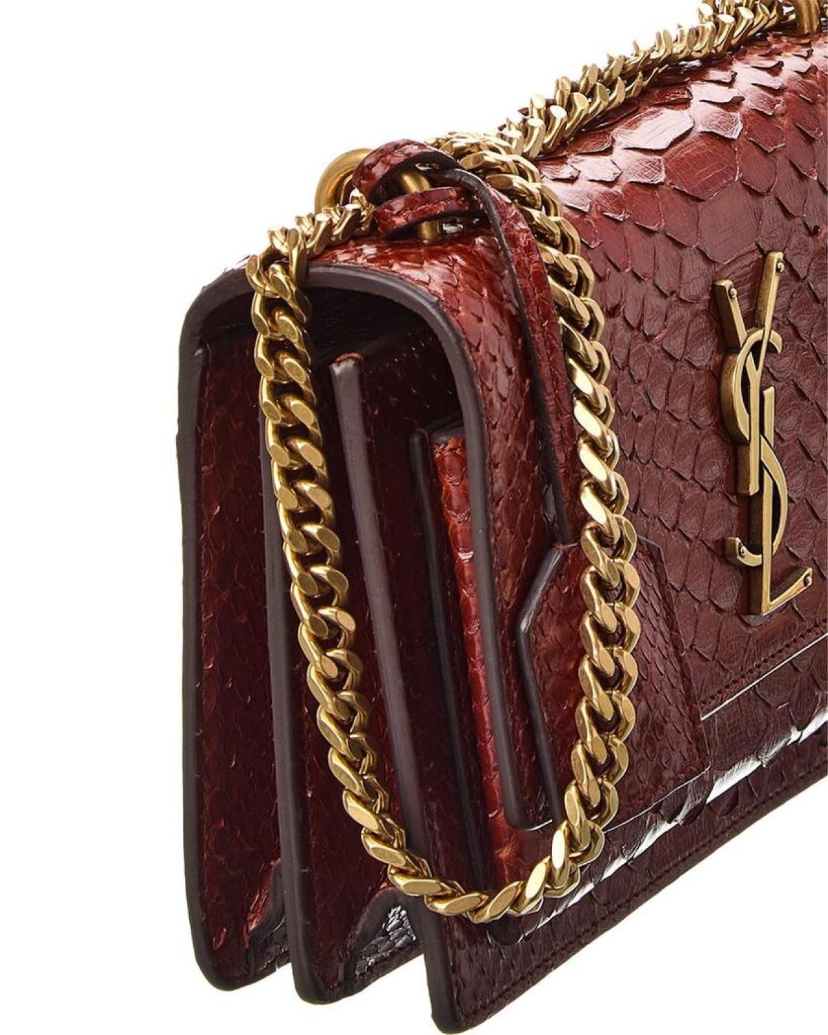 Saint Laurent Sunset Small Python Shoulder Bag