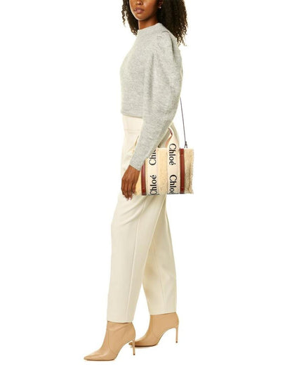 Chloe Woody Small Shearling & Leather Tote