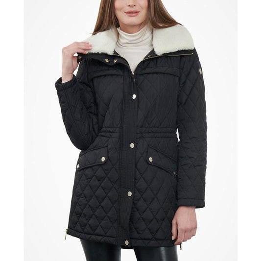 Women's Faux-Fur-Collar Quilted Coat