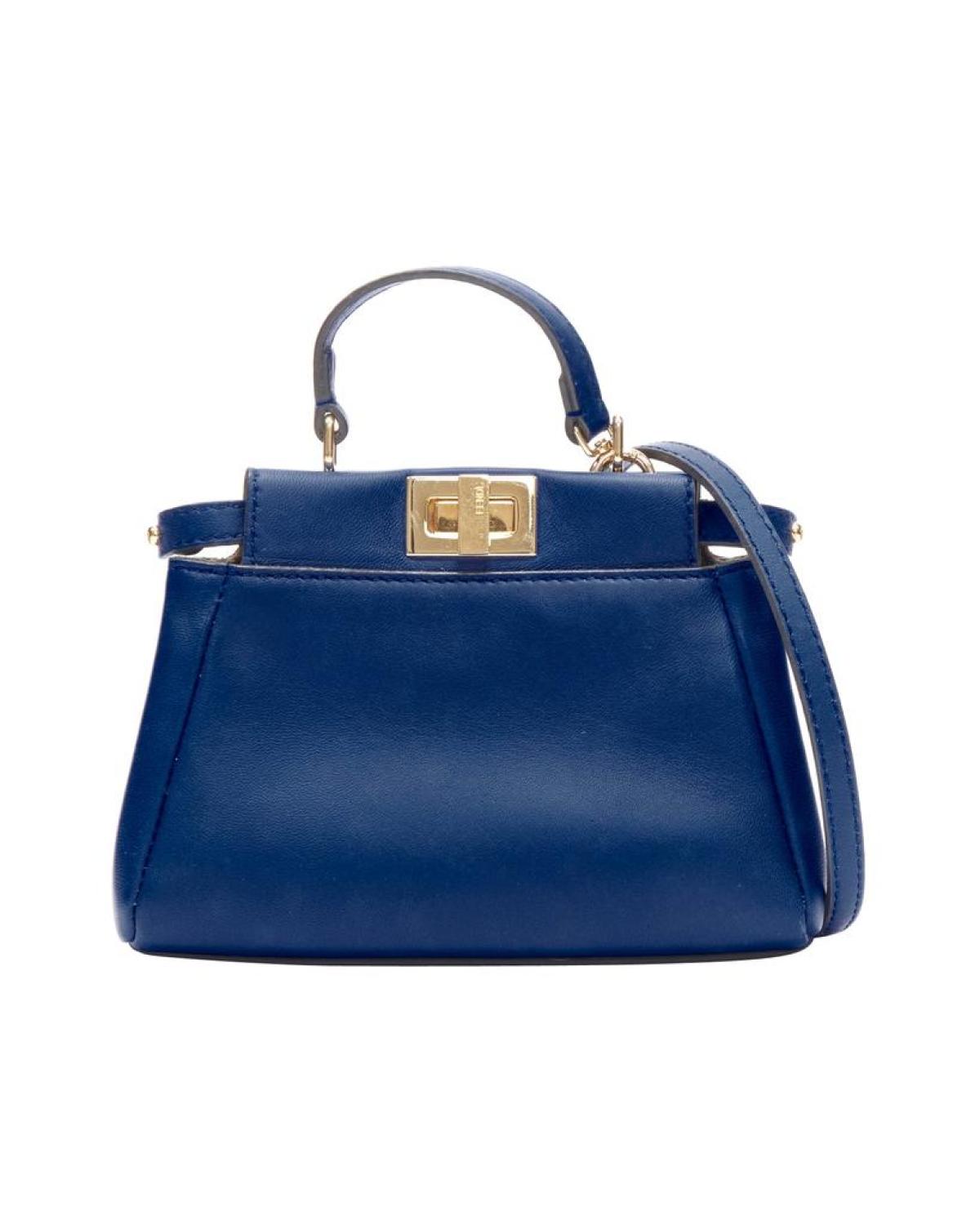 FENDI Micro Peekaboo blue leather gold hardware crossbody bag