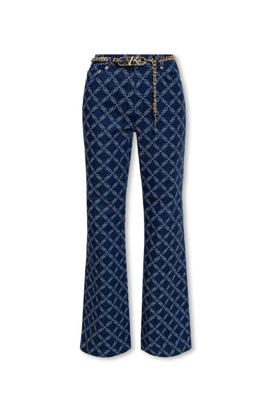 Michael Michael Kors Empire Logo Jacquard Flared Jeans