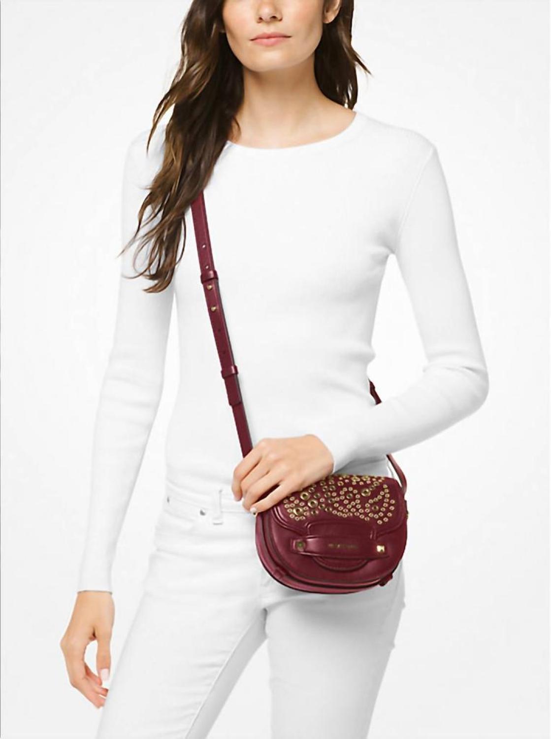 Cary Small Saddle Crossbody Bag In Oxblood