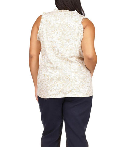 Plus Size Paisley Ruffle Popover Tank