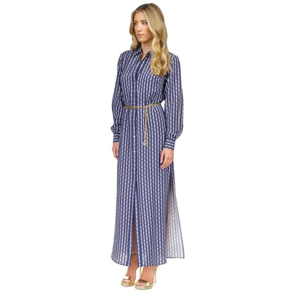 Women's Printed Belted Maxi Shirtdress