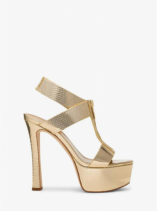 Berkley Metallic Snake Embossed Leather Platform Sandal