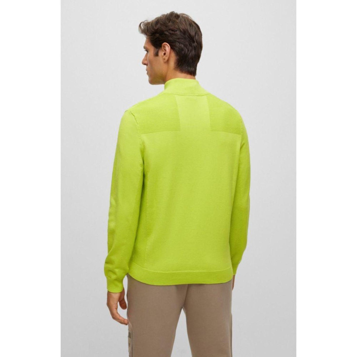 Branded zip-neck sweater in dry-flex fabric