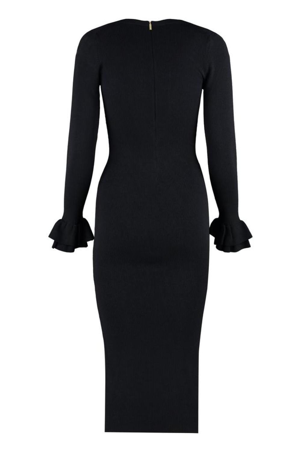 Michael Michael Kors V-Neck Ribbed Knit Midi Dress