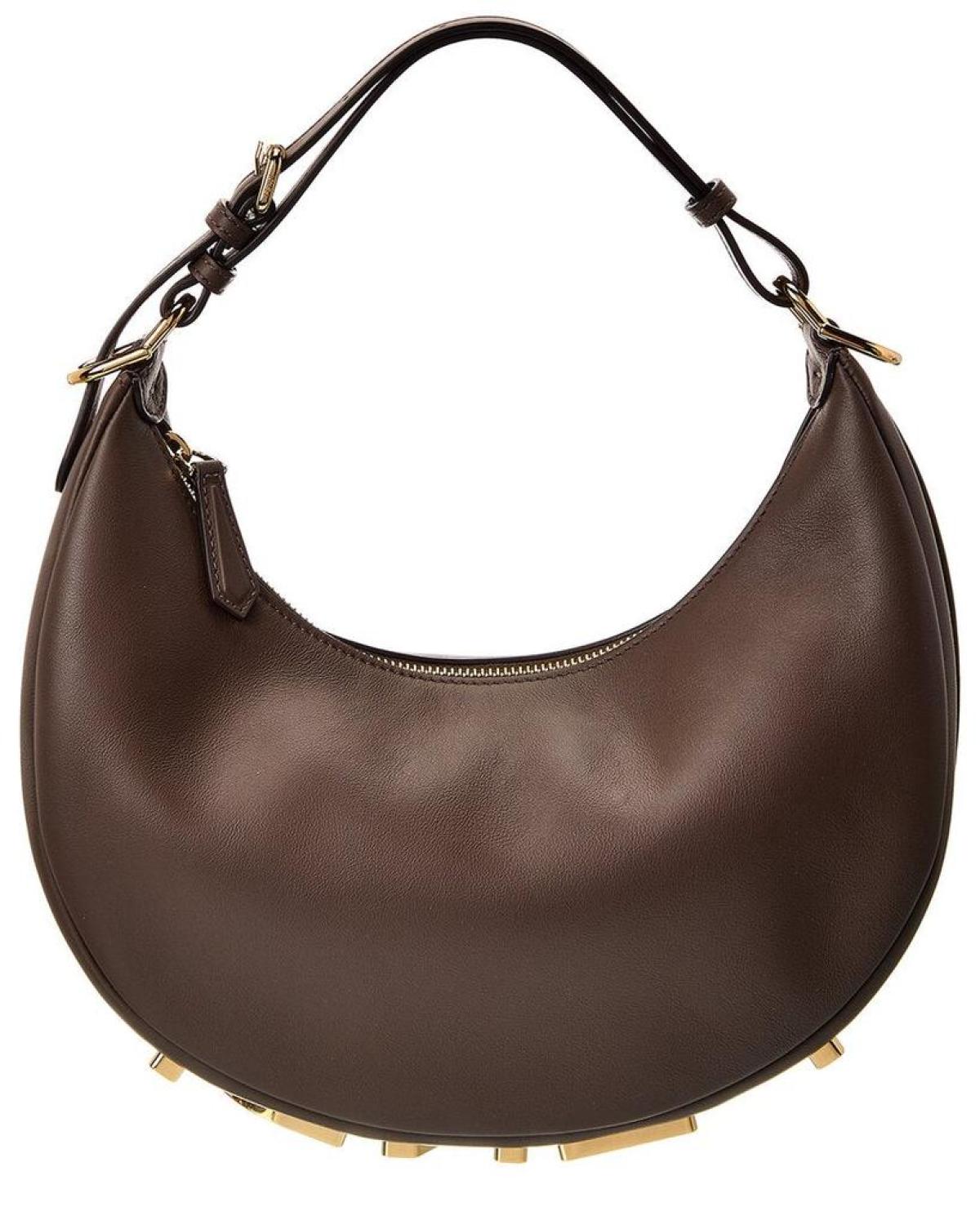 FENDI Fendigraphy Small Leather Hobo Bag