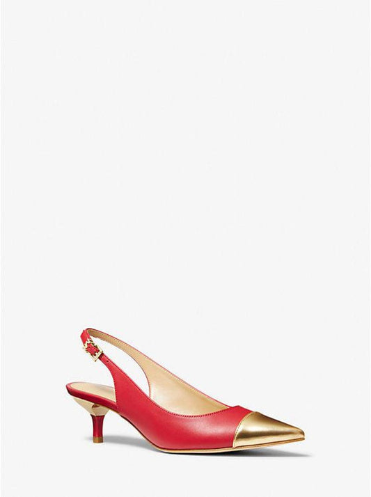 Kadence Leather Cap-Toe Slingback Mid Pump