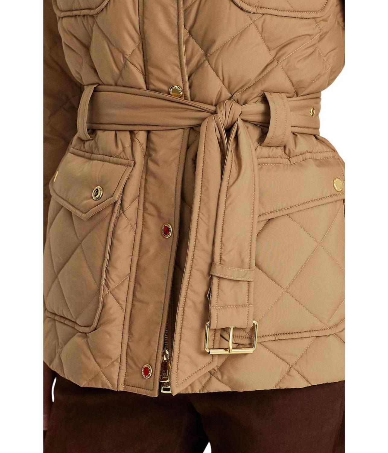 Diamond-Quilted Down Coat