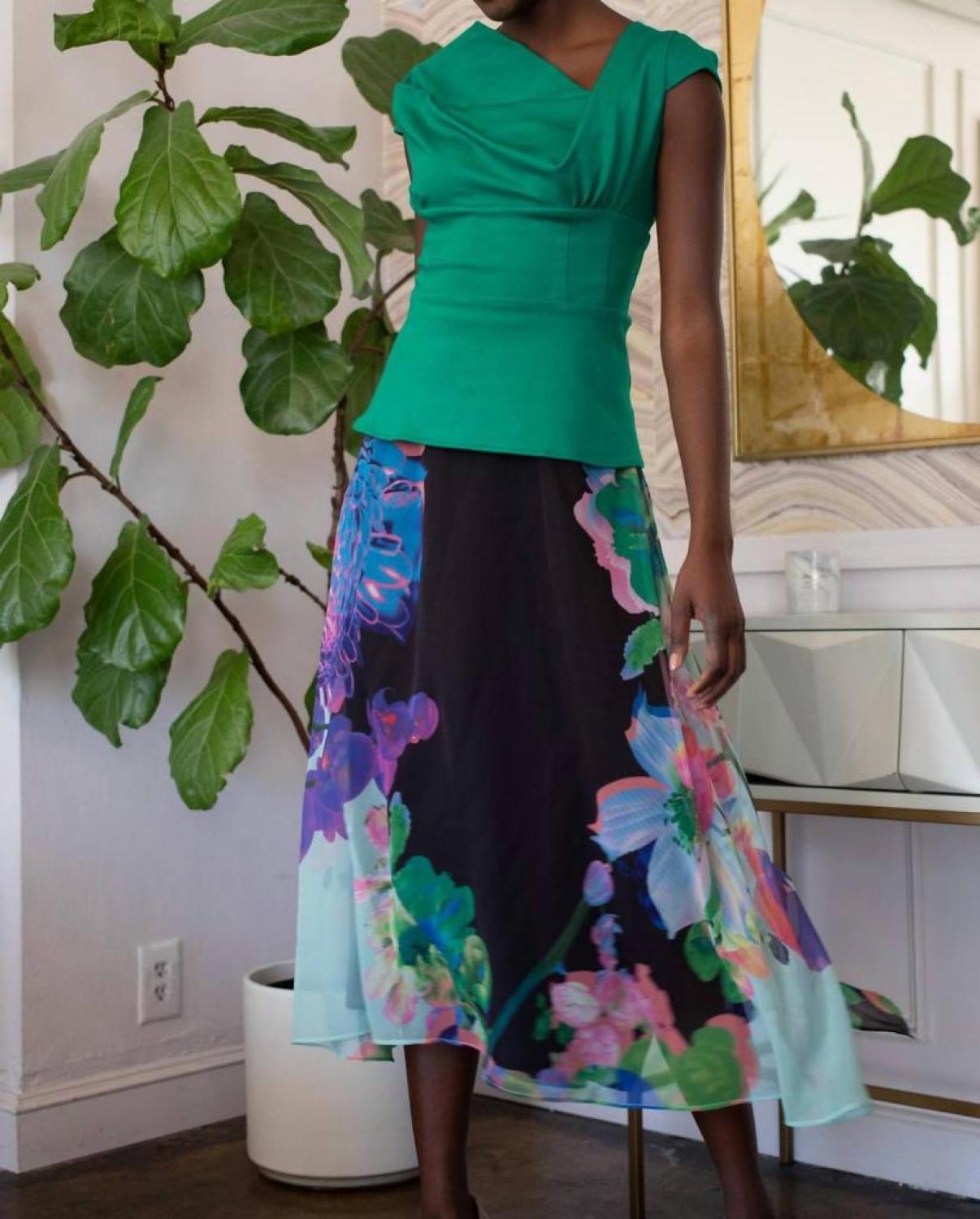 Floral Midi Skirt In Orchid Bloom