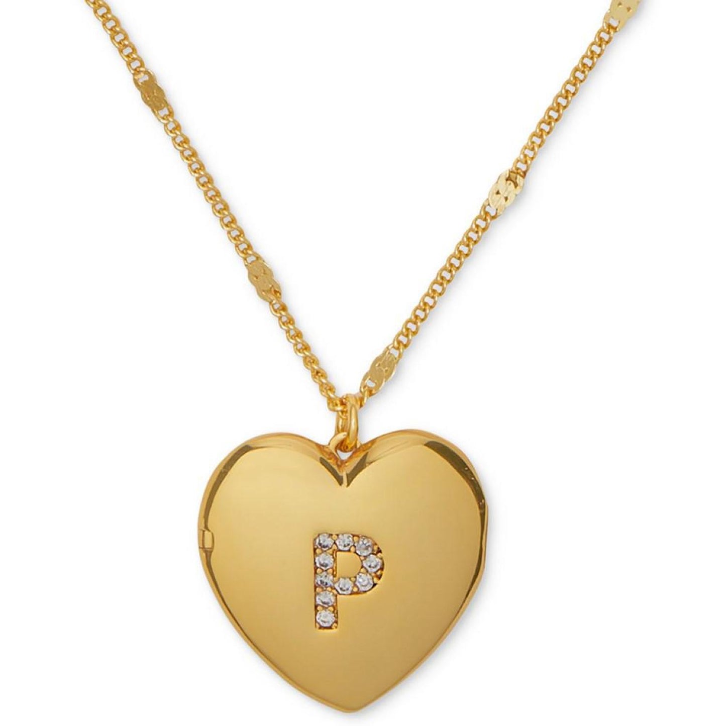 Gold-Tone Crystal A Locket Pendant Necklace, 16" + 3" extender