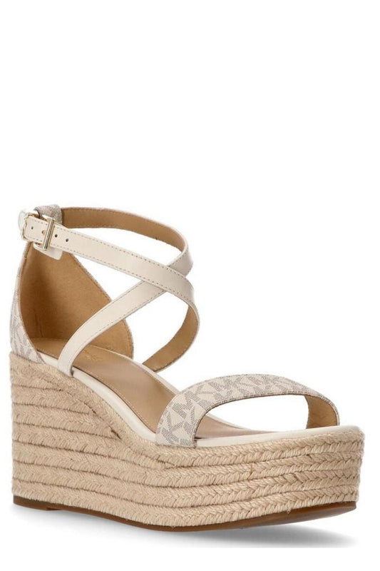 Michael Michael Kors Serena Logo Printed Wedge Sandals