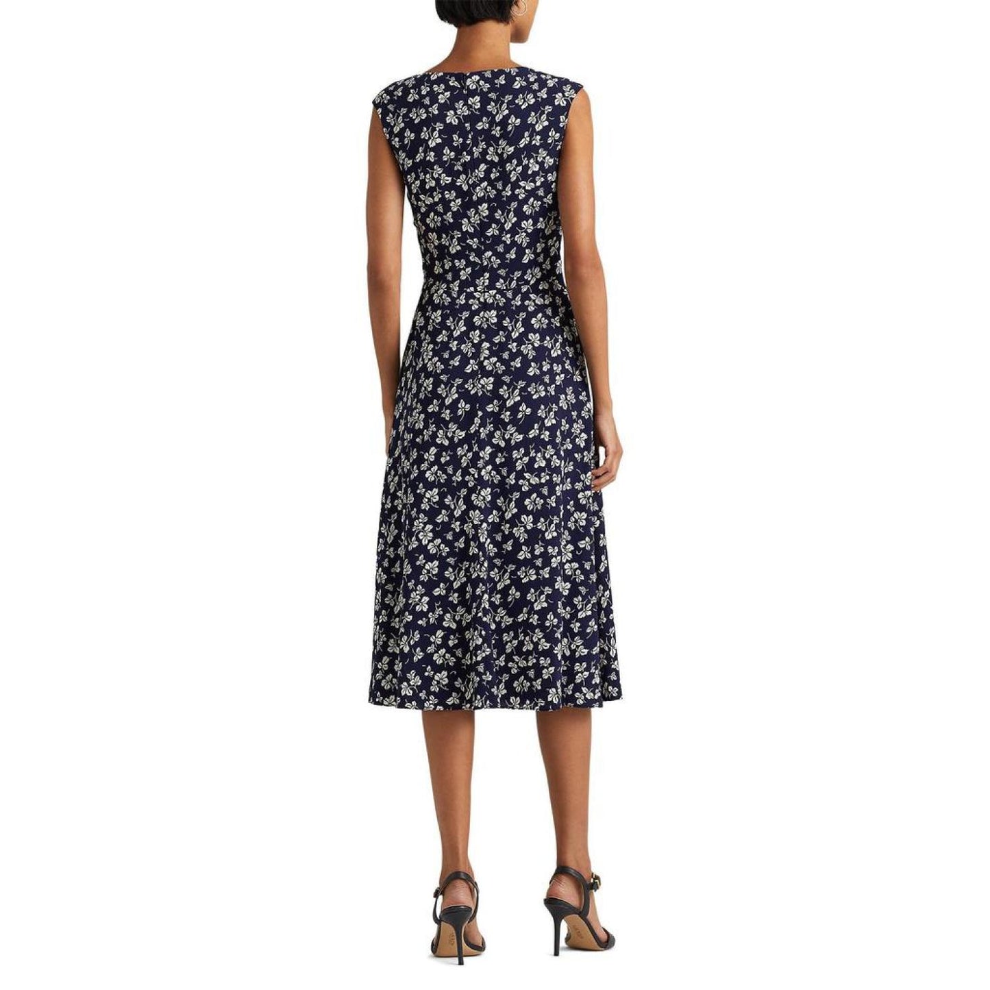 Leaf-Print Twist-Front Crepe Dress