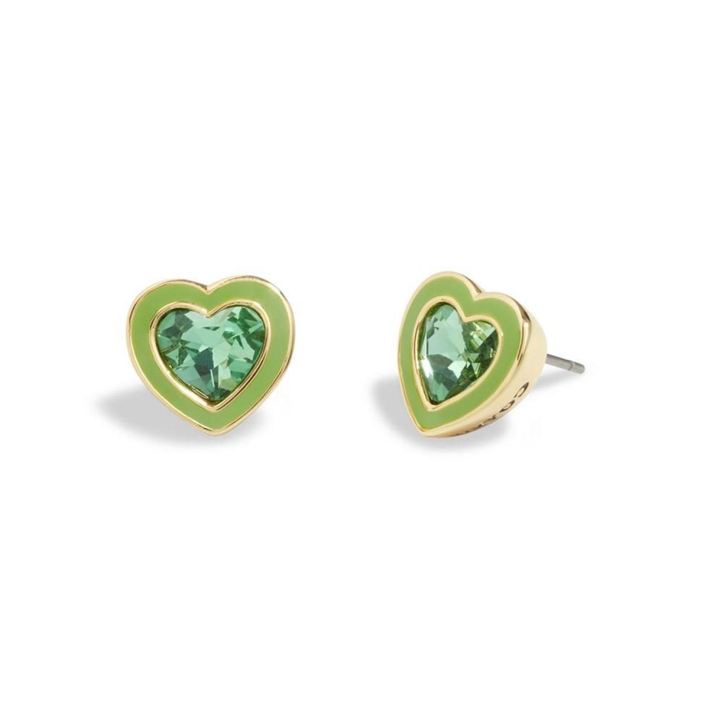 Faux Stone Crystal Heart Stud Earrings