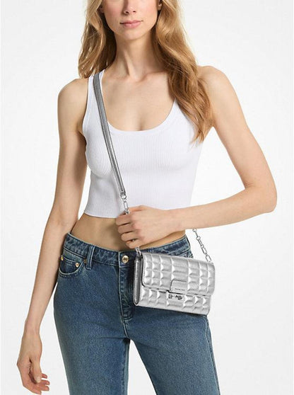 Tribeca Large Metallic Leather Convertible Crossbody Bag