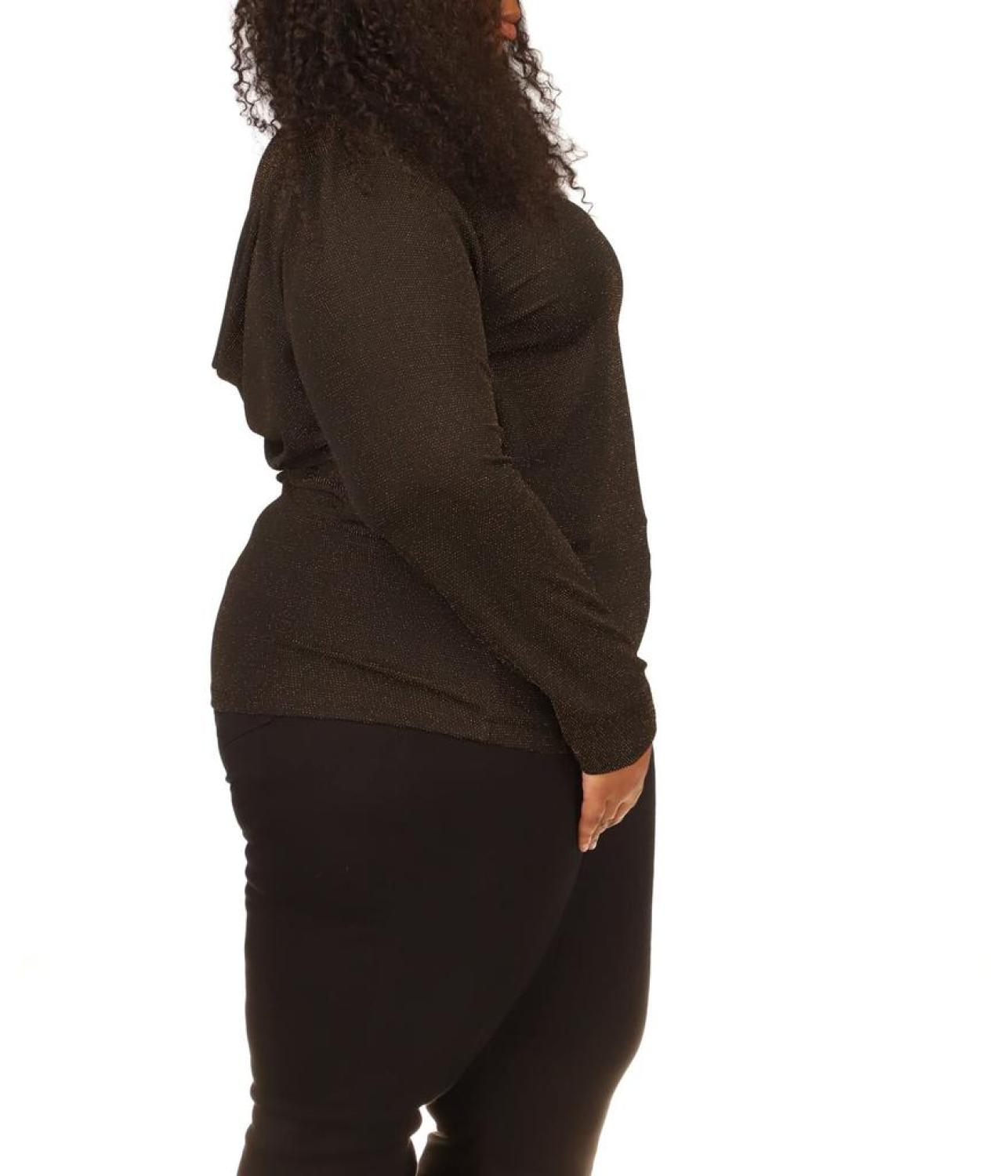 Plus Size Long Sleeve Cowl Back Top