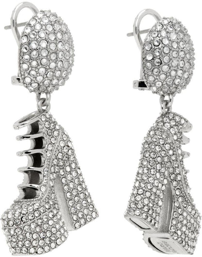 Silver Kiki Crystal Boots Earrings