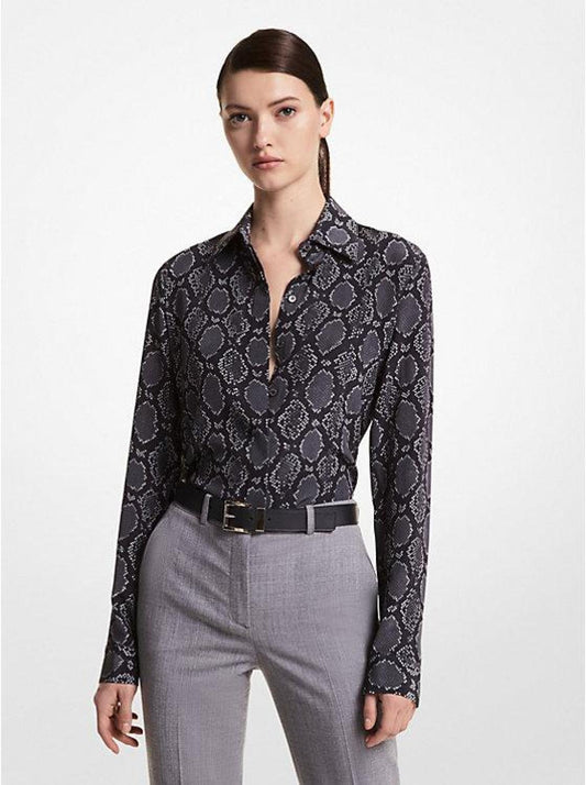 Hansen Python Silk Crepe de Chine Shirt